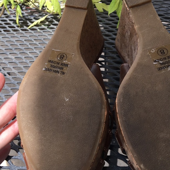 Soda Brown Cork Wedge Sandals 8 - Picture 4 of 6